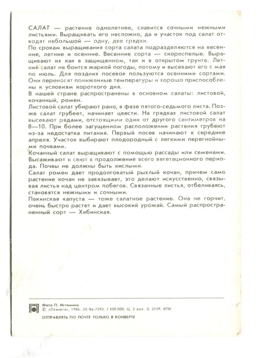 Открытка Салат