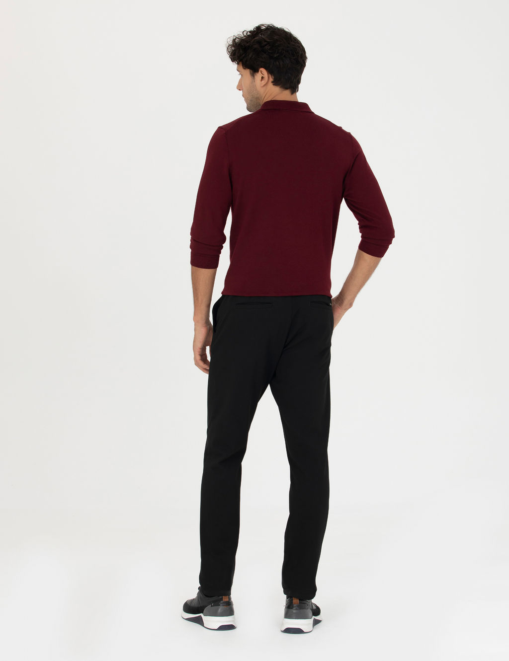 Siyah Slim Fit Beli Lastikli Ba_c_kl_ Kanvas Pantolon