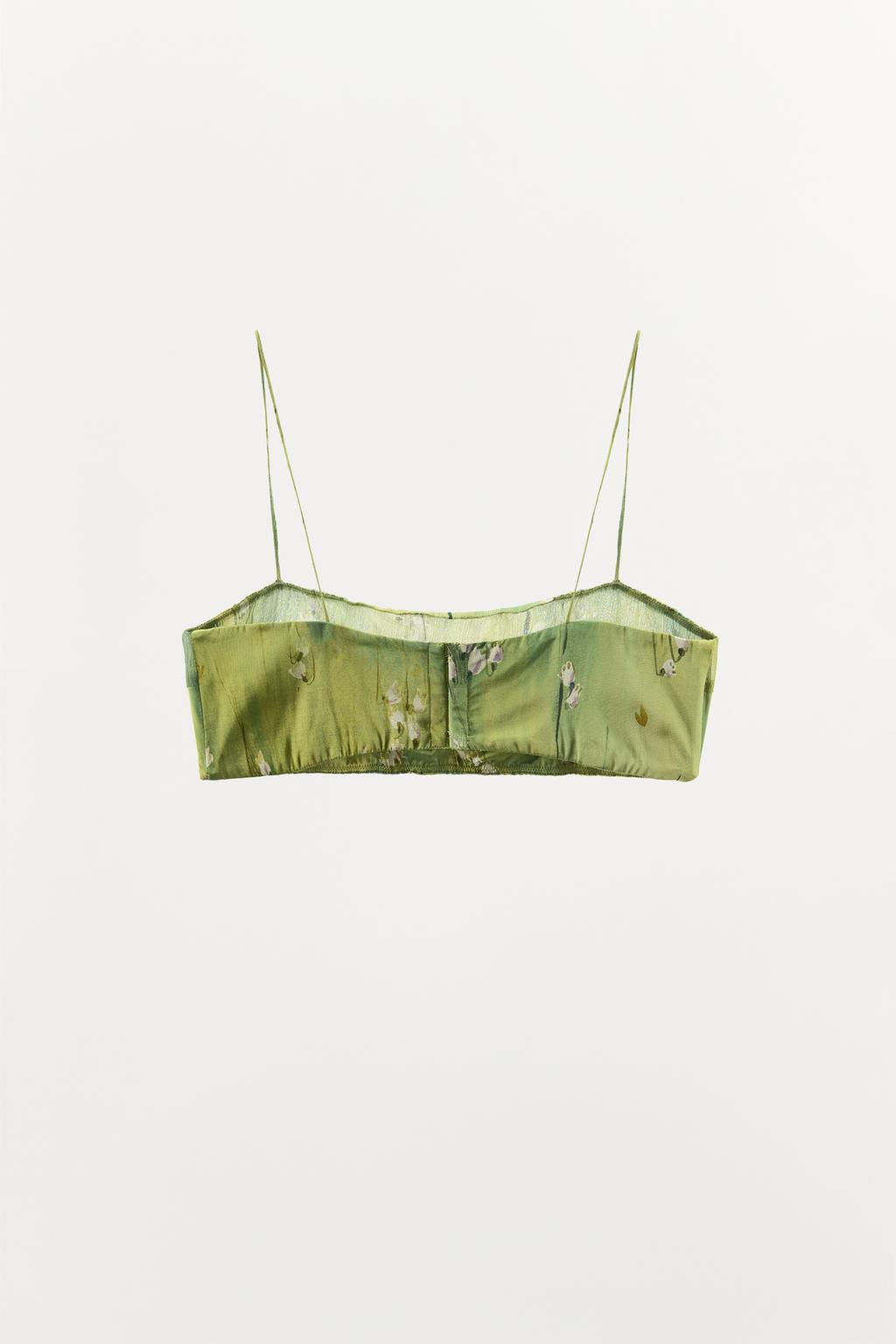 SATIN BANDEAU BRA WITH FLORAL PRINT - Zara фото 5