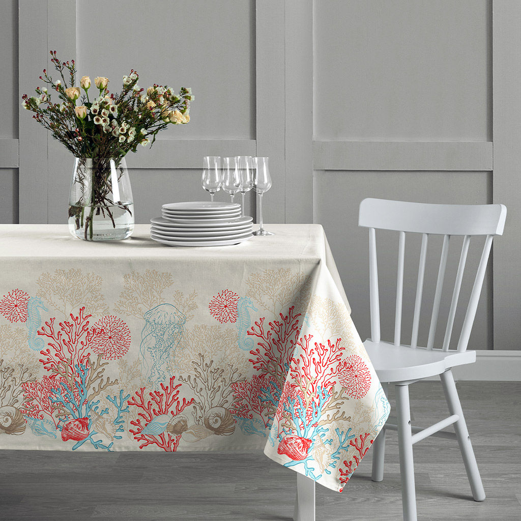 Кораллы Скатерть 180х145см, плотность 186г/м2, премиум хлопок 100%, Домашняя мода (Россия)  фото 2