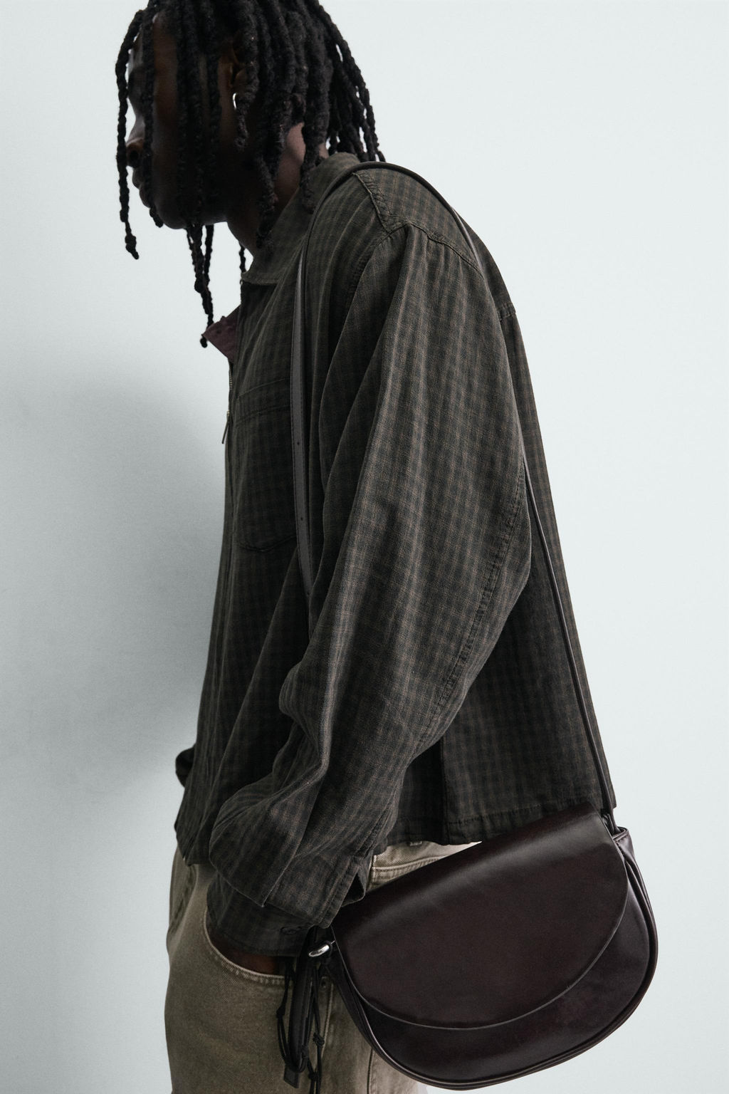 CAMISA CUADROS ALGOD?N - LINO / Marr?n oscuro - Zara фото 6