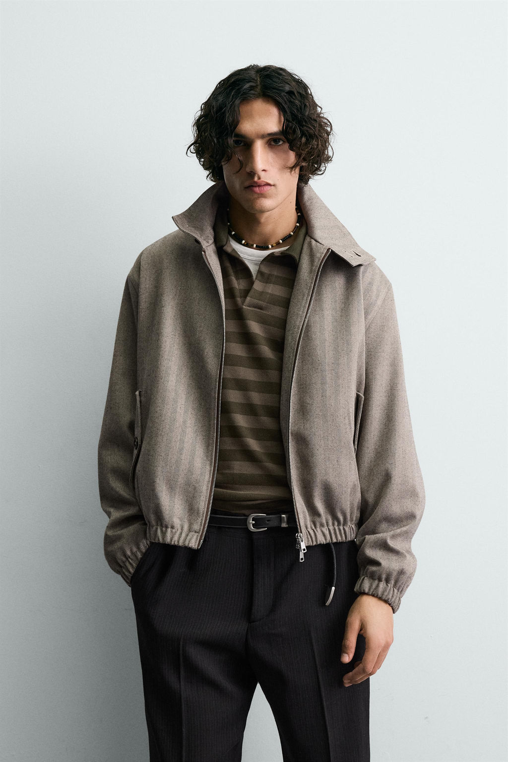HERRINGBONE TEXTURED CROPPED FIT JACKET - Zara фото 10