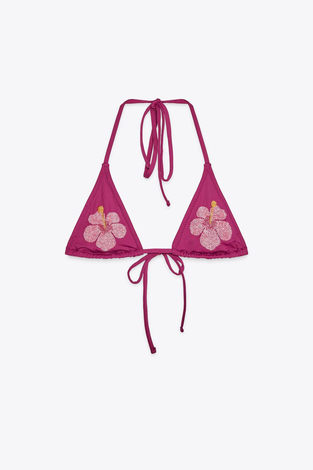BEADED FLORAL BIKINI TOP - Zara фото 4