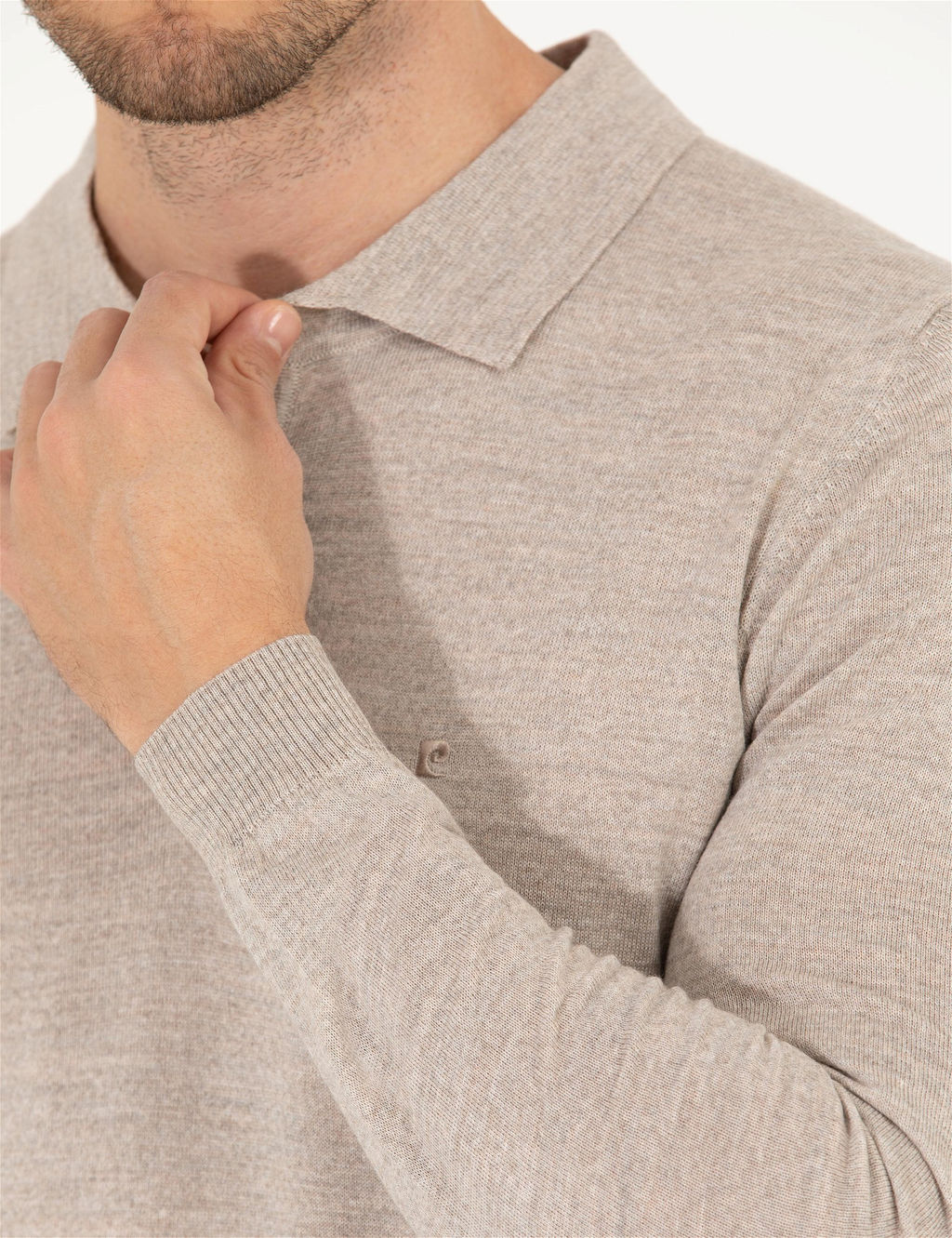 Ta_ Slim Fit Polo Yaka Y_n Kar___ml_ Basic Triko Kazak
