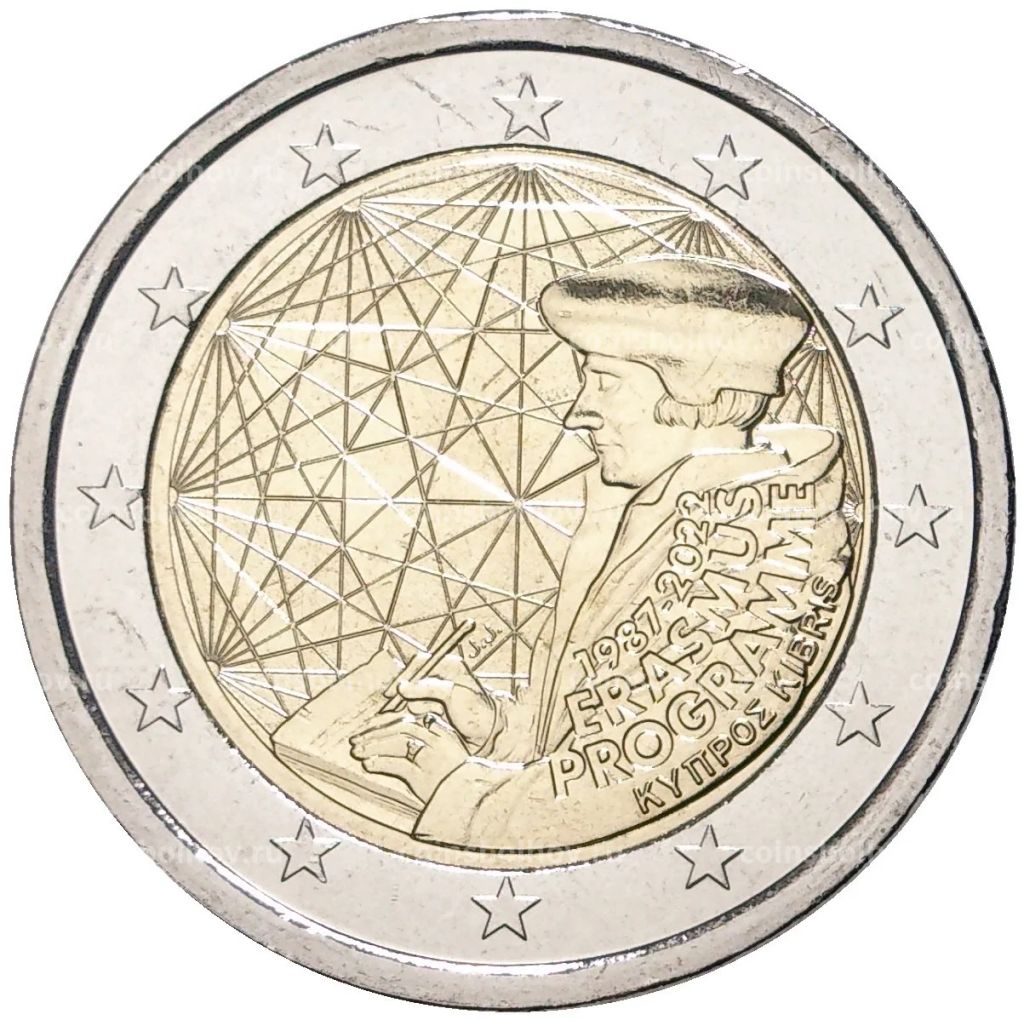 2 евро 2022 года Кипр 35 лет программе Эразмус