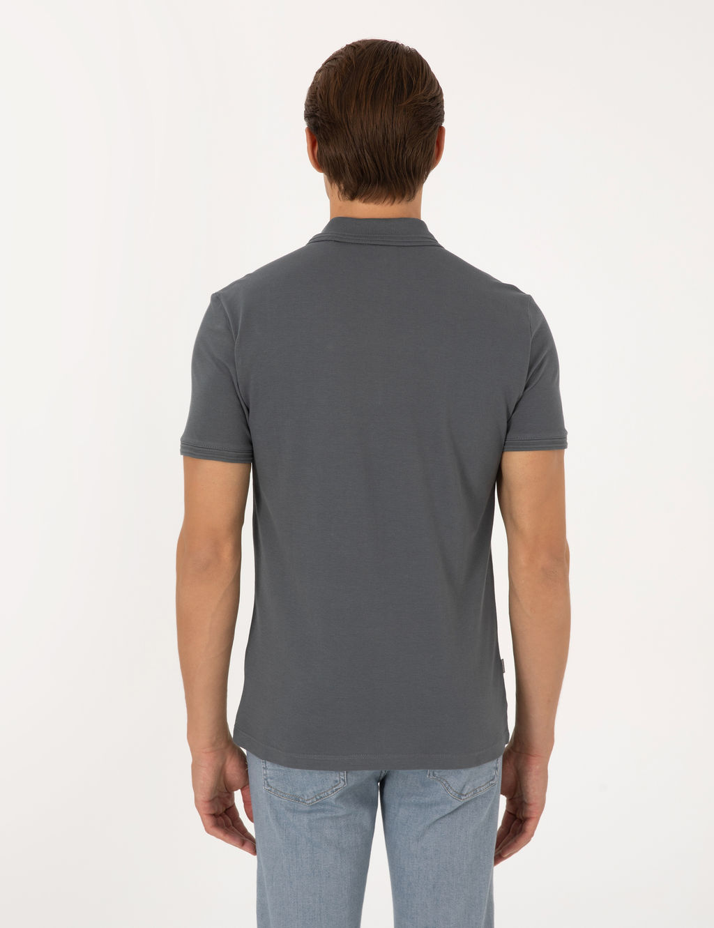 Antrasit Slim Fit %100 Pamuk K_vr_lmaz D__meli Polo Yaka Basic Ti__rt