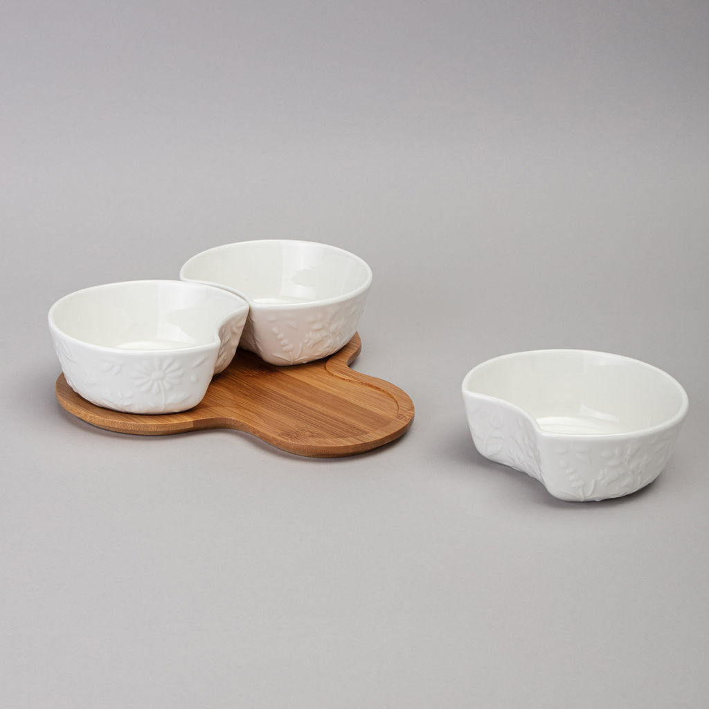 МЕНАЖНИЦА 3 СЕКЦИИ LEFARD FLOWERS STORY НА ДЕРЕВ. ПОДСТАВКЕ 22*22*6 СМ 250 МЛ  фото 4