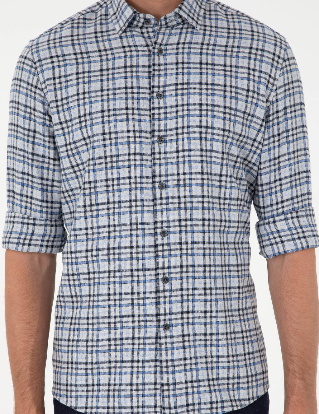 _ndigo Regular Fit Ekose Oduncu Uzun Kollu G_mlek - Pierre cardin фото 6