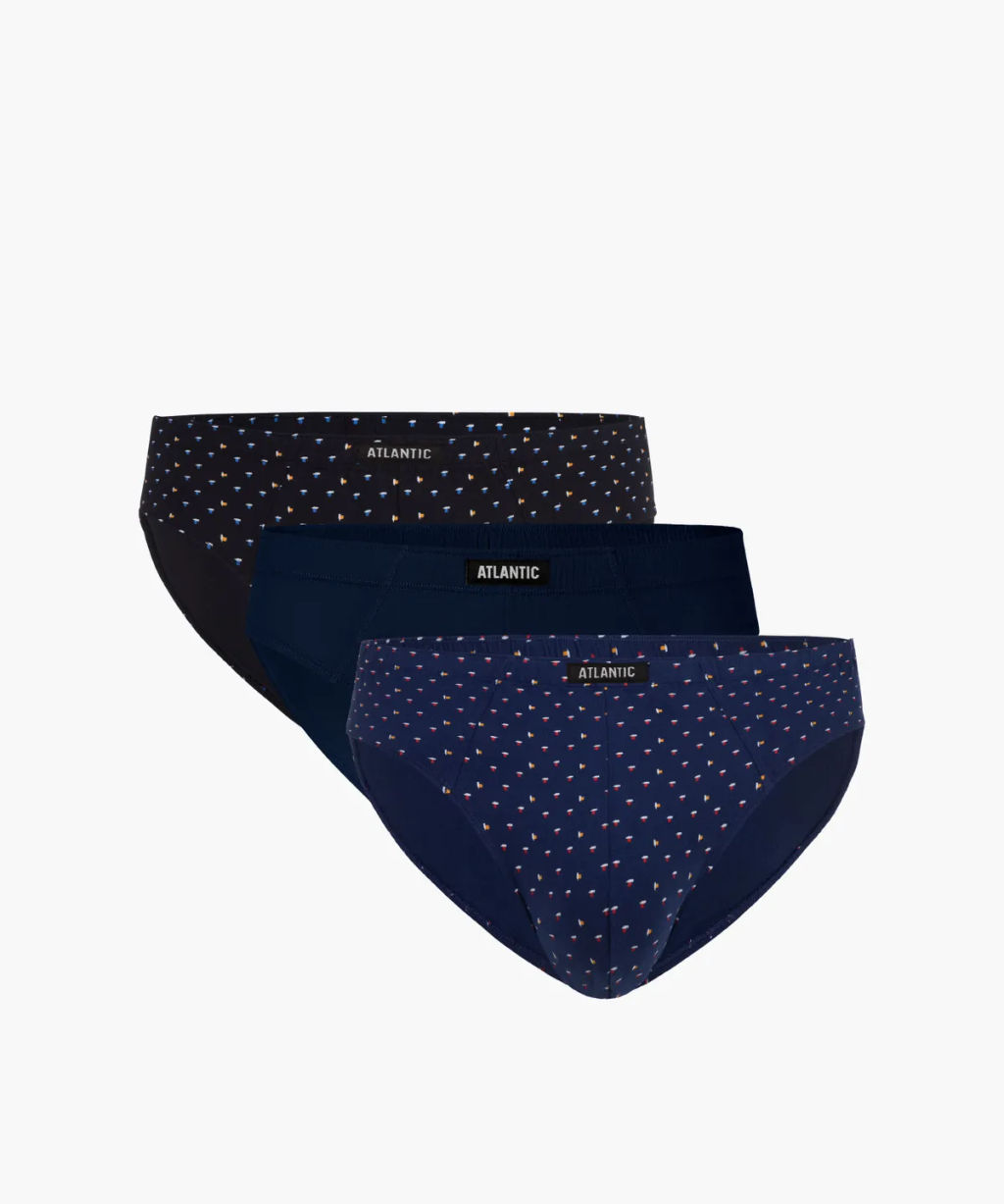 3MP-100 Трусы классика Small moons - набор 3 шт. темно-синий + красный + темно-голубой - Atlantic фото 24