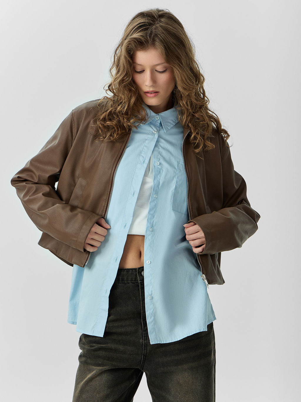 Куртка женская коричневая укороченная - Mark formelle фото 7