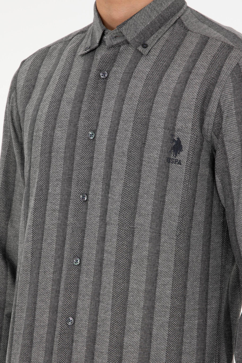 Мужская серая рубашка с длинным рукавом Неожиданная скидка в корзине - U.s. polo assn фото 7