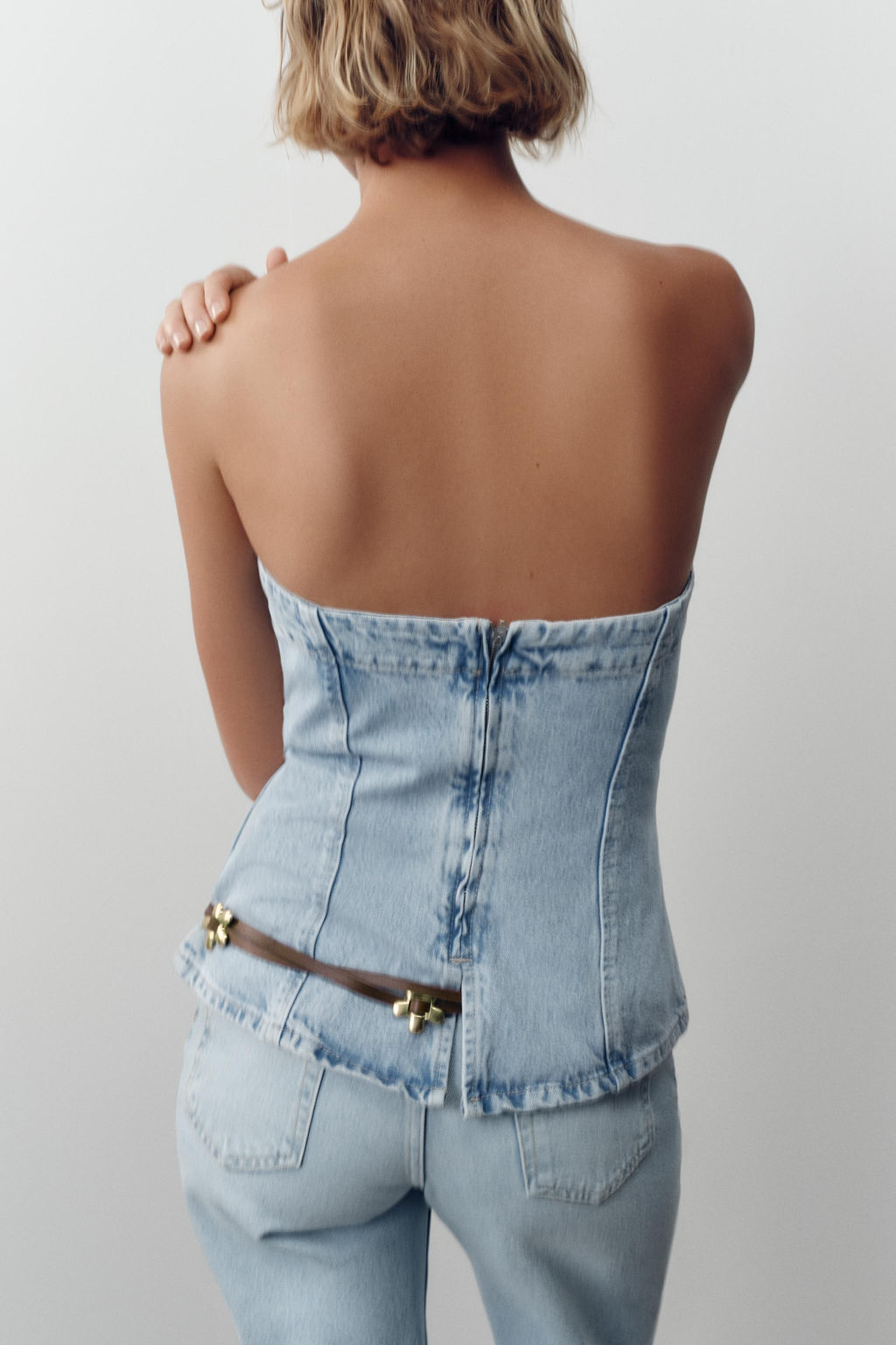Z1975 DENIM BANDEAU TOP - Zara фото 5