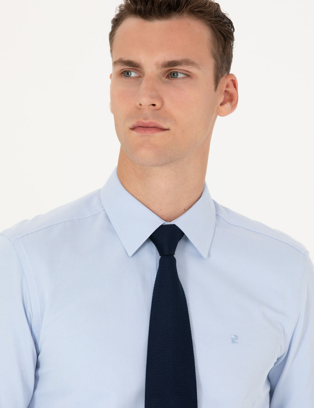 A__k Mavi Slim Fit Uzun Kollu Basic G_mlek