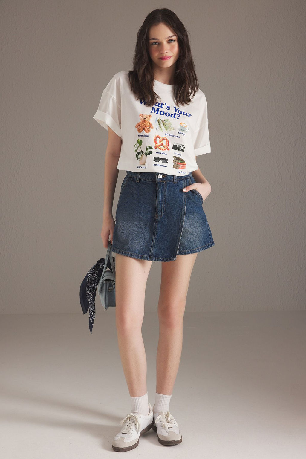TRENDYOLMILLA Koyu Mavi More Sustainable Normal Bel Mini Denim Sort Etek TWOSS25SR00081