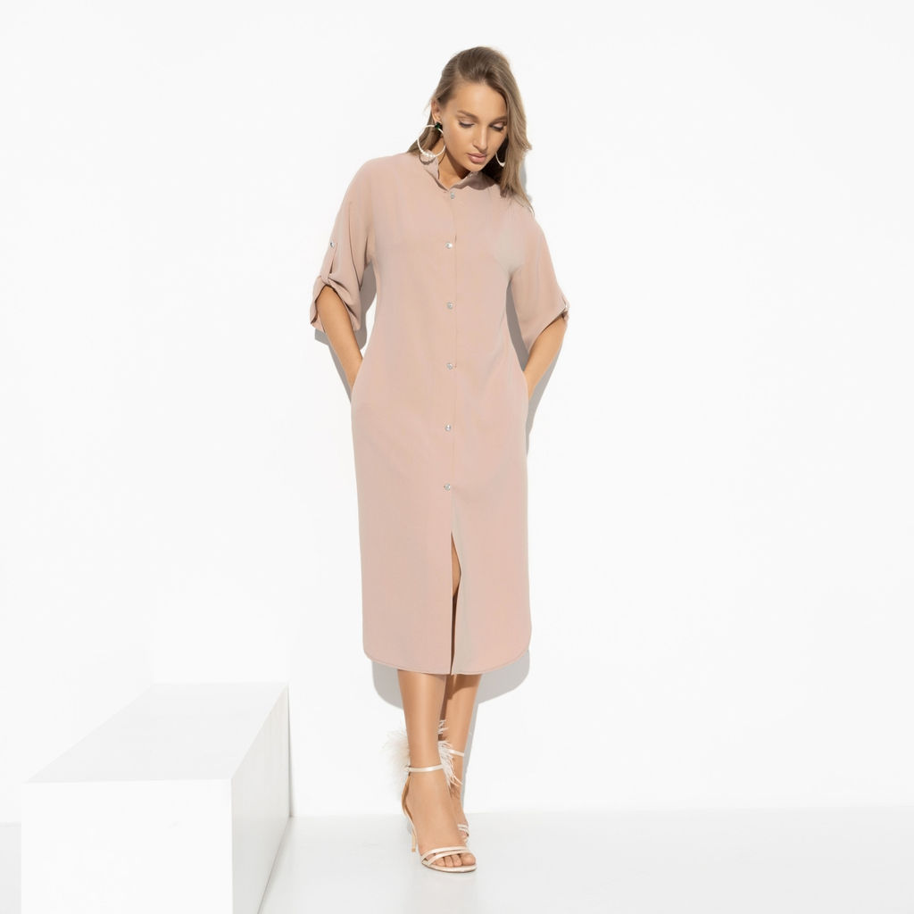 Платье-рубашка, Изящный облик (гламур, с баской) - Charutti фото 6