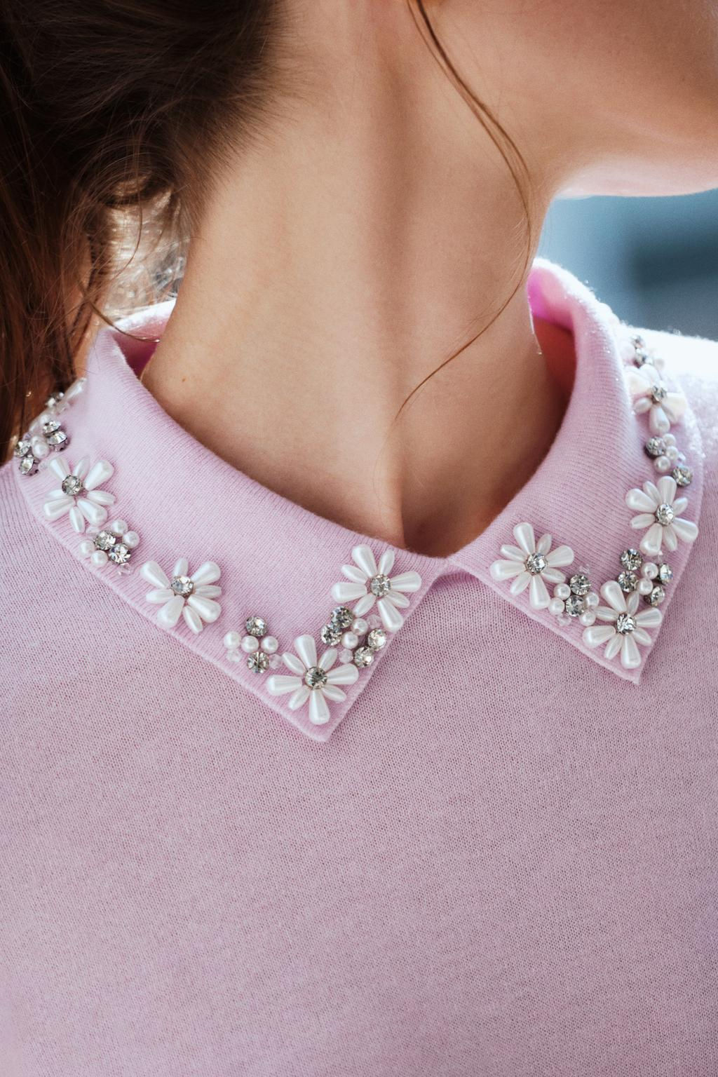 KNIT POLO NECK JUMPER WITH FAUX PEARLS - Zara фото 3