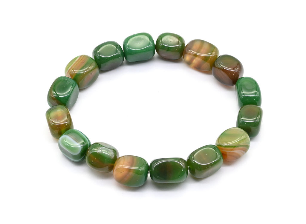 Браслет из агата тонированного прямоугольник 9*12мм цв.зеленый