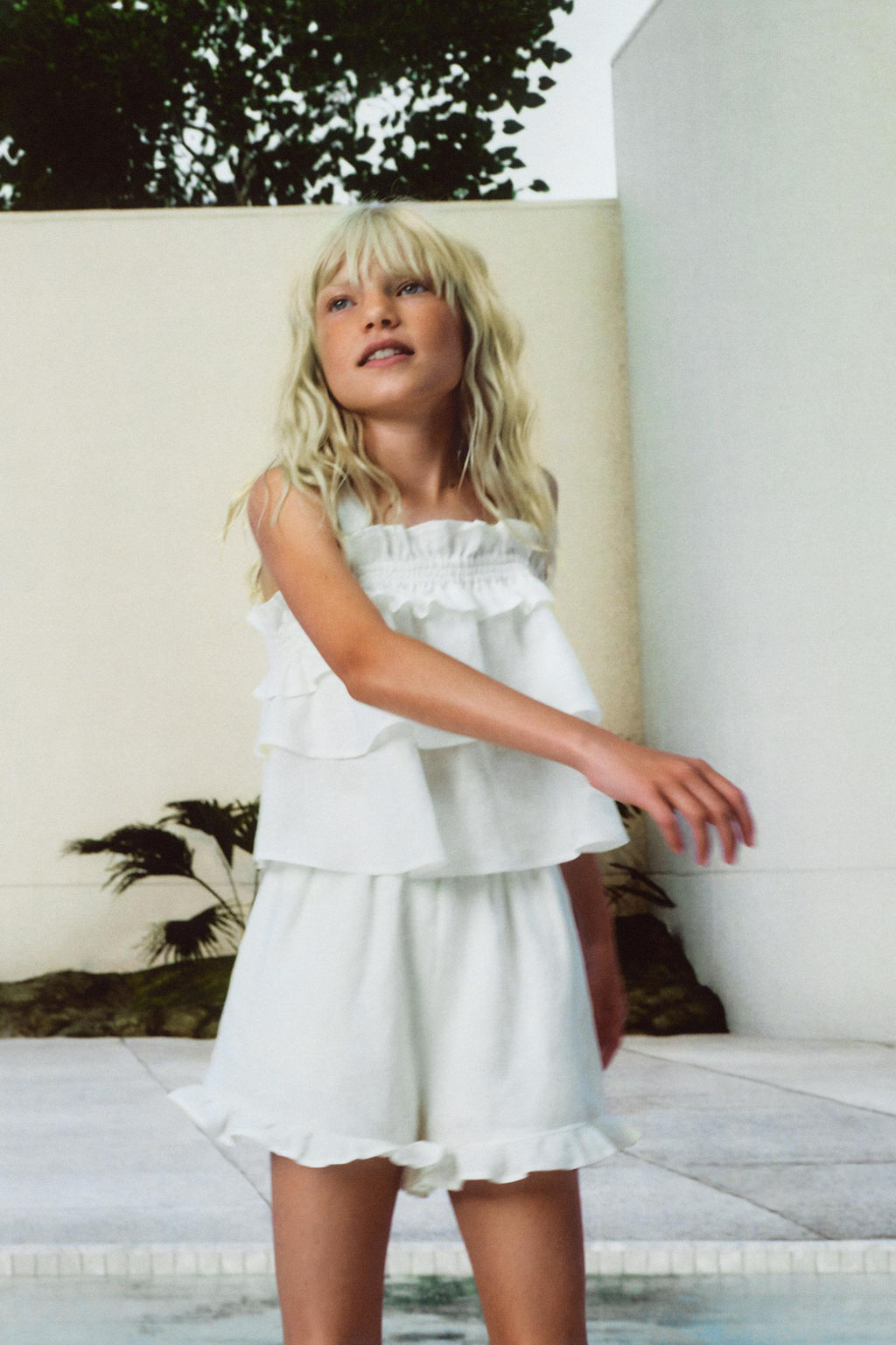 100% LINEN RUFFLED BERMUDA SKORT - Zara фото 6