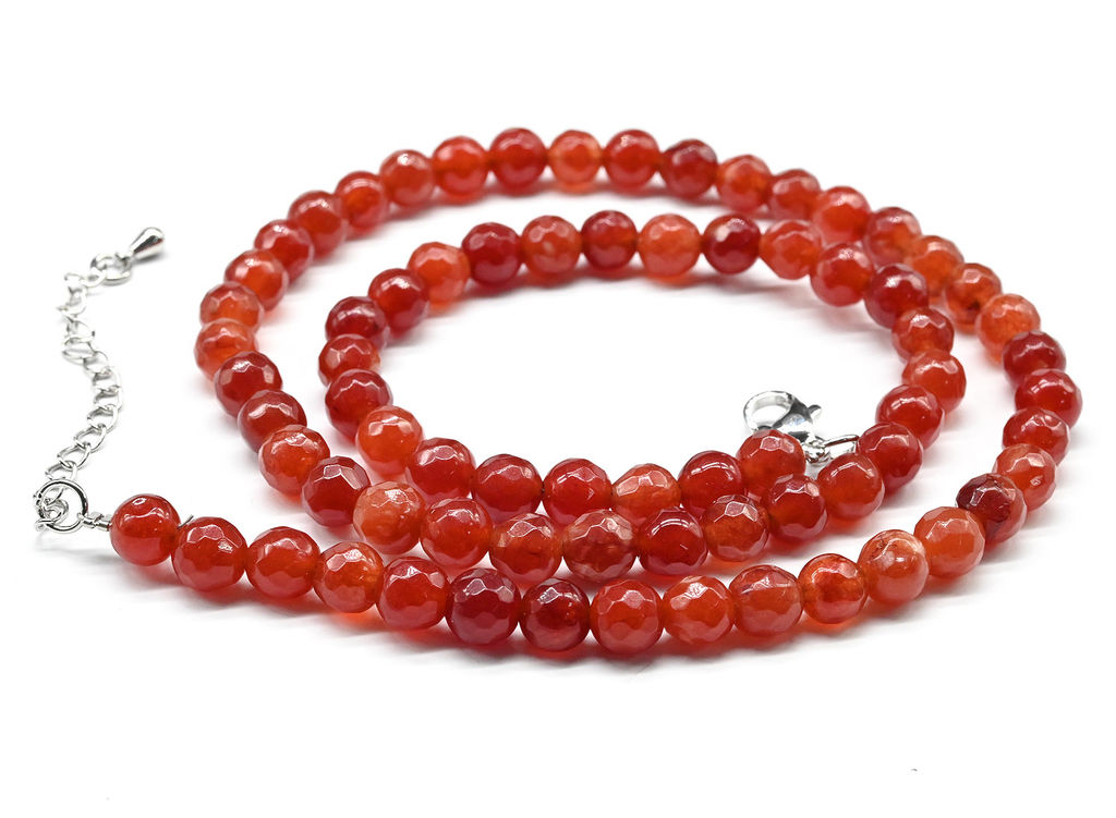 Бусы из камня кальцита граненые 6мм цв.сердолик, 46см