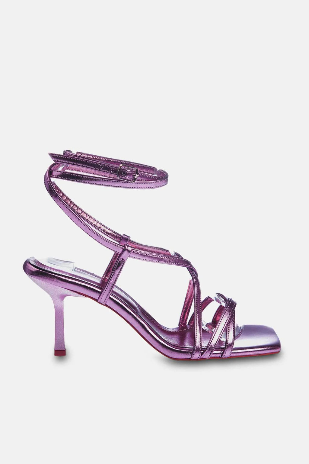 Metalik Pembe Bilekten Baglamal? Kad?n 8 cm Topuklu Sandalet TAKSS24TO00001