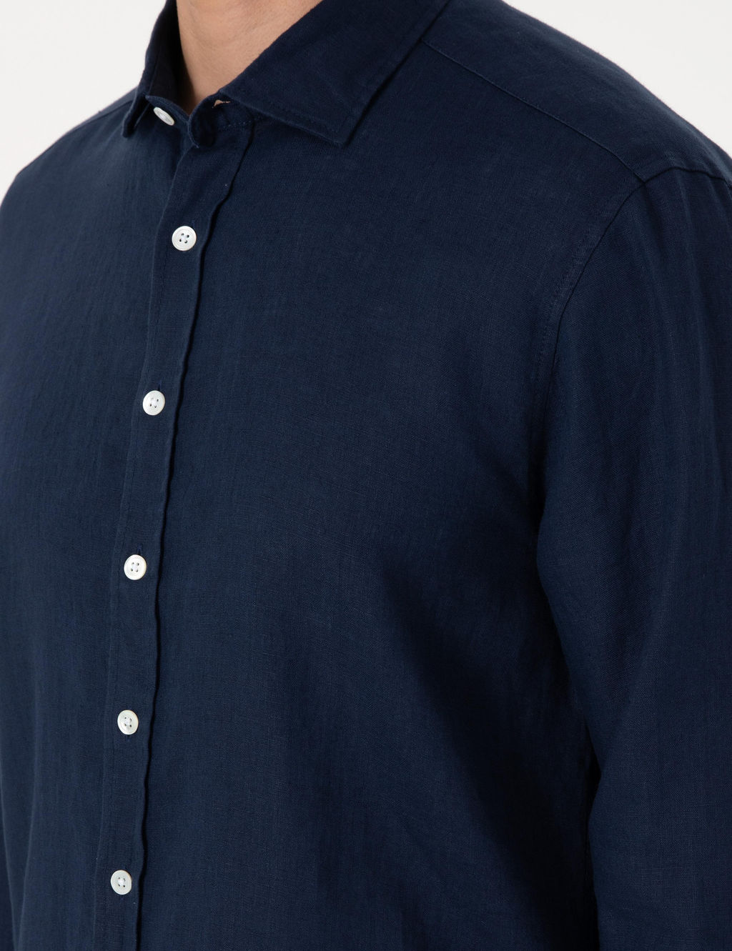 Lacivert %100 Keten Regular Fit Uzunkollu G_mlek - Pierre cardin фото 7