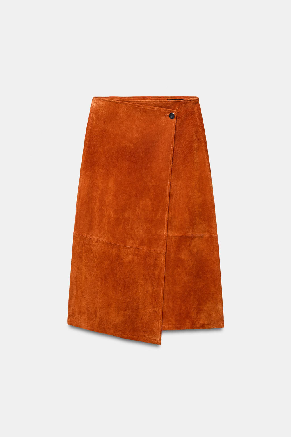100% SUEDE LEATHER WRAP MIDI SKIRT - Zara фото 6