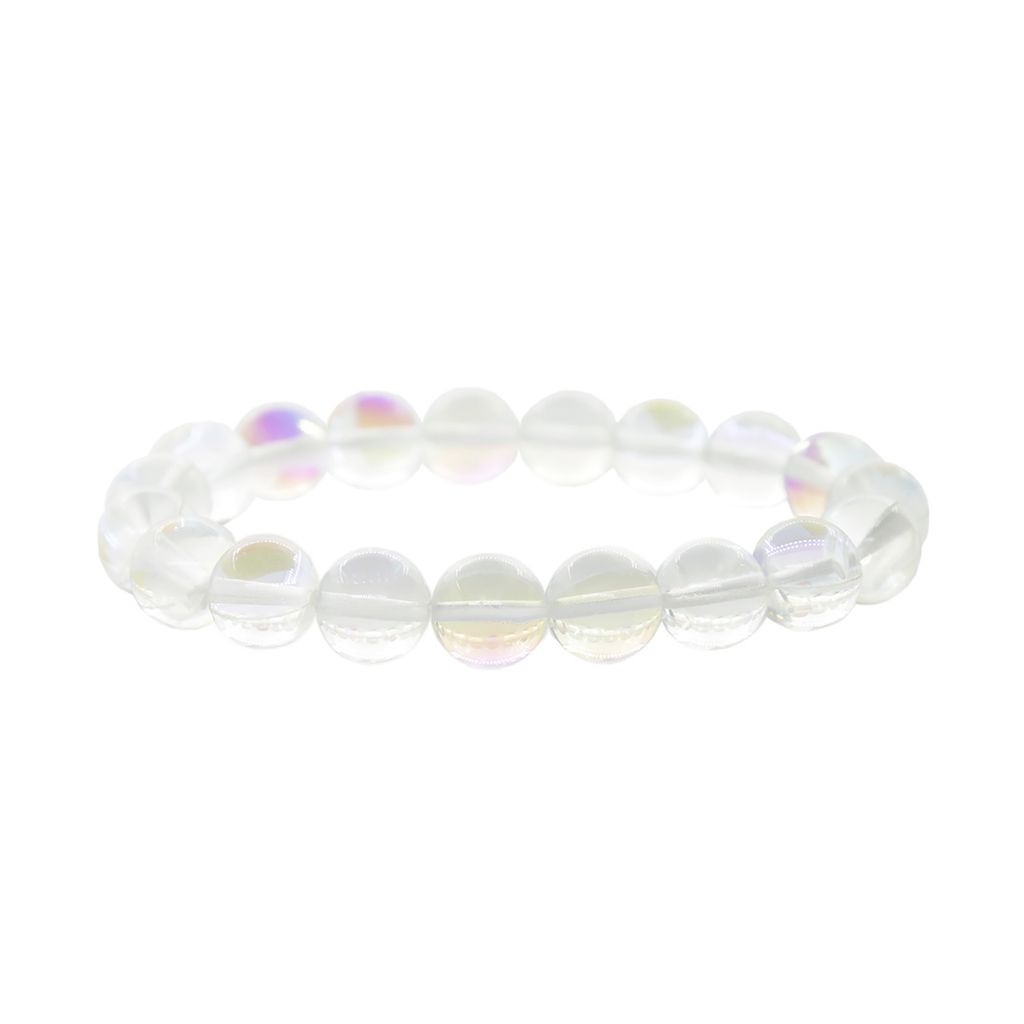 Опал белый (имитация) 10мм, браслет Классика длина 17см
