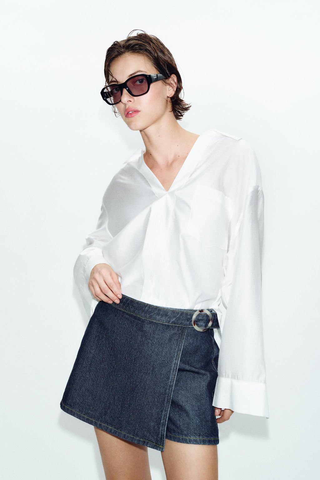 FALDA PANTAL?N Z1975 CRUZADA DENIM HEBILLA / Azul - Zara фото 2