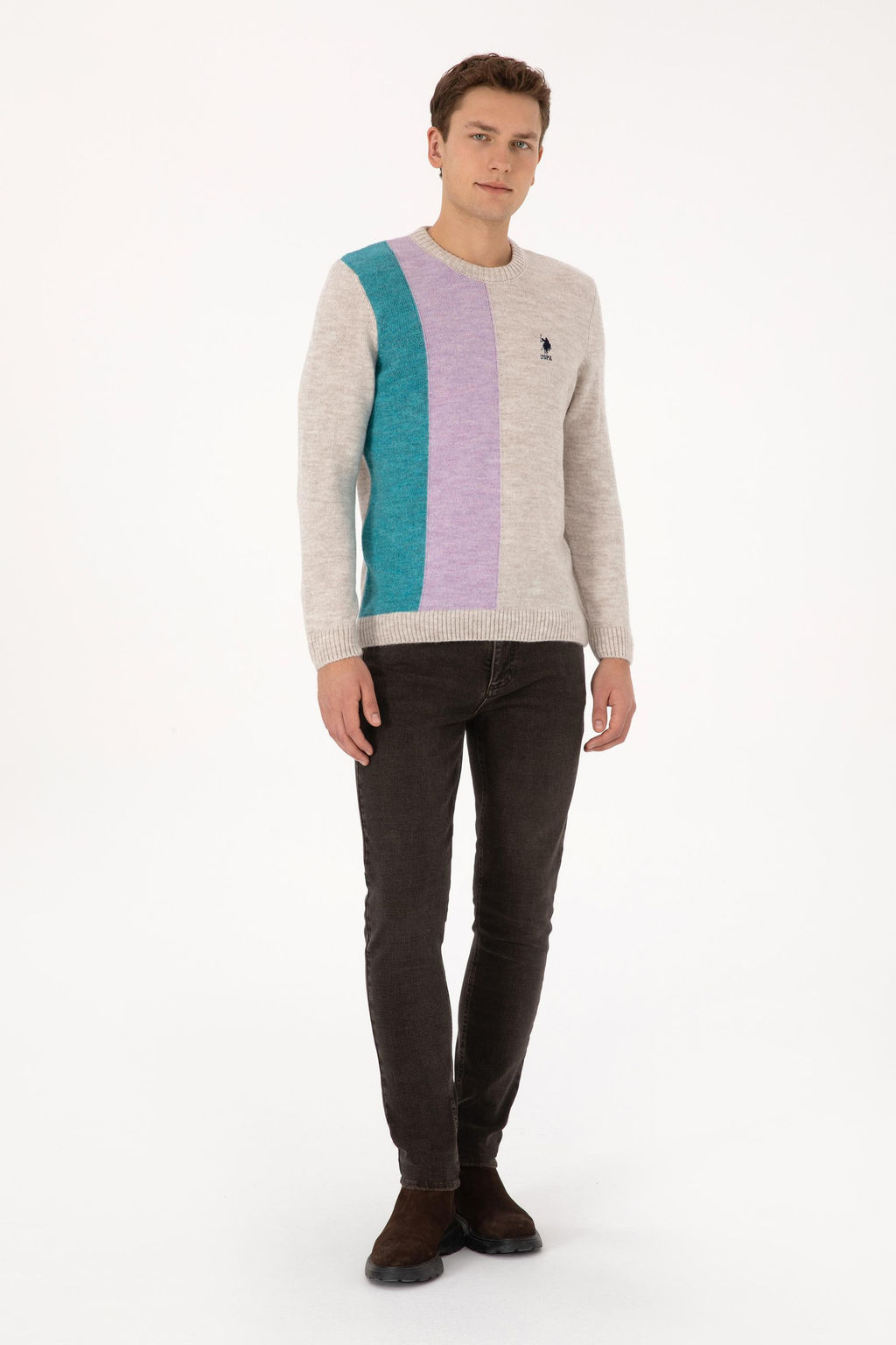 Erkek Regular Fit Bisiklet Yaka Ta_ Kazak - U.s. polo assn фото 4