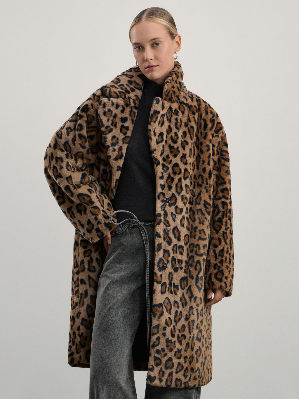 Шуба из искусственного меха с принтом / Zarina  фото 2