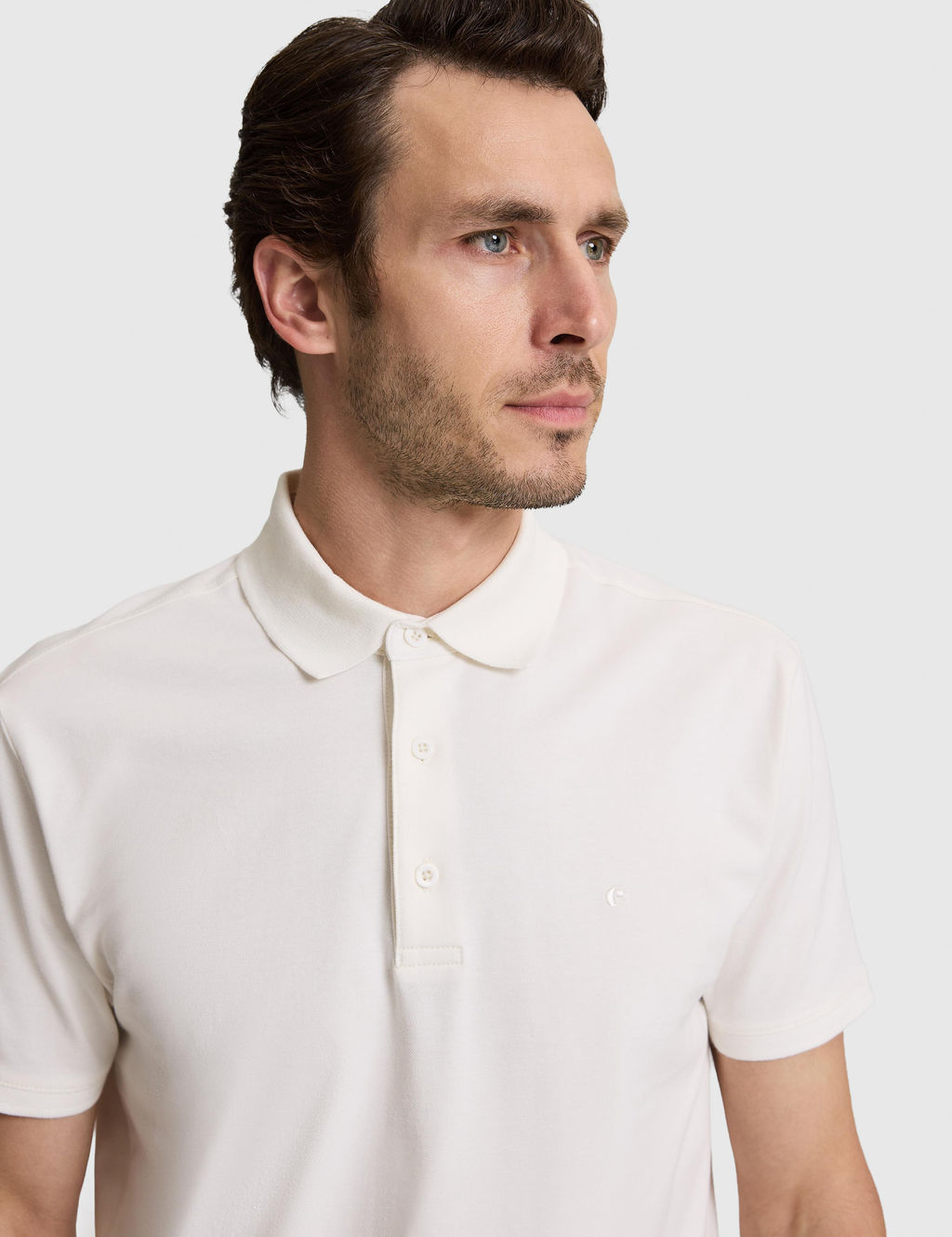 Bej Slim Fit Pamuk Kar___ml_ D__meli Polo Yaka Basic T-shirt
