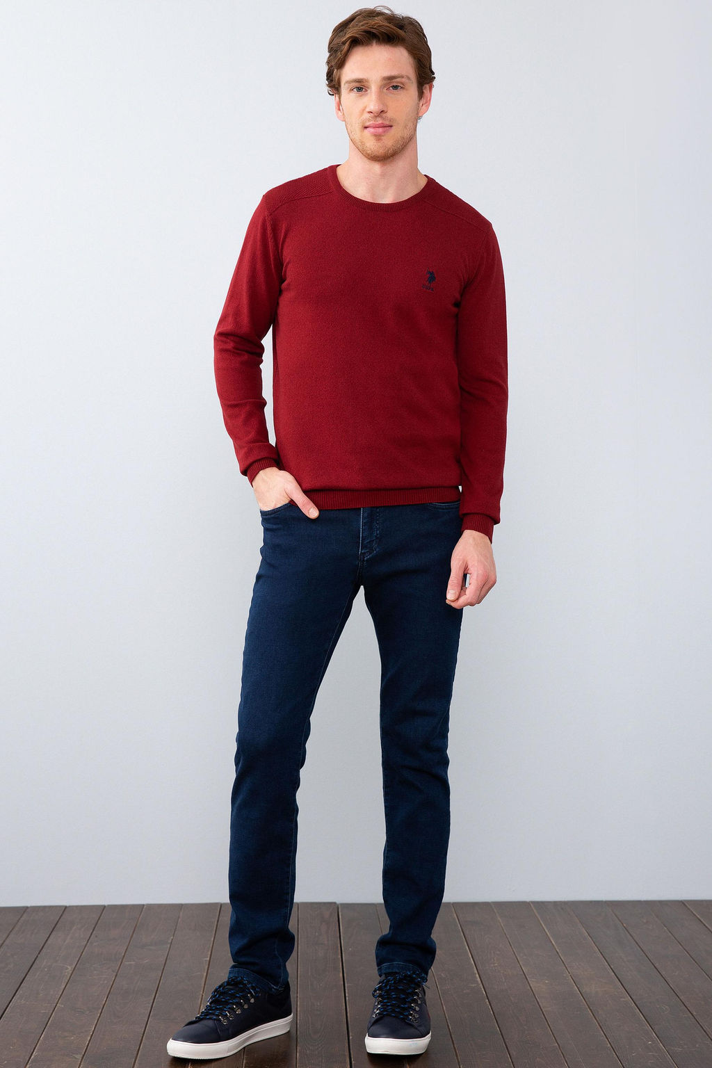 Erkek Bordo Basic Kazak