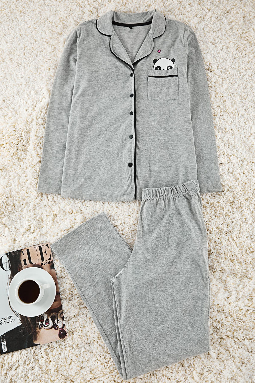 Trendyolmilla Lila Pamuklu Panda Bask?l? Orme Pijama Tak?m? THMAW21PT0245  фото 33