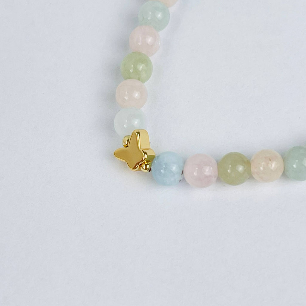 Браслет детский со вставкой Бабочка из Берилла микс 15 см