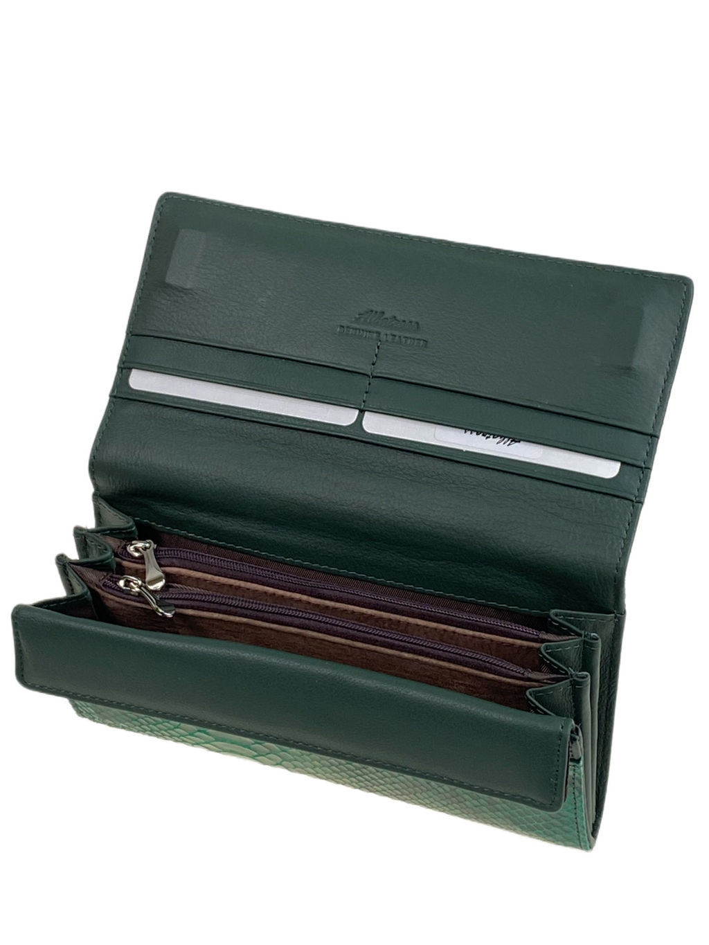 Женский кошелёк из натуральной кожи, цвет зеленый - Greta фото 2