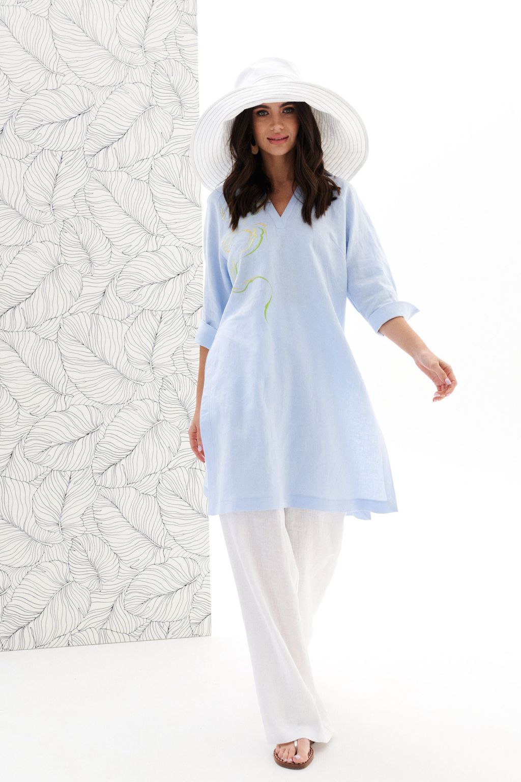 Платье-туника изо льна с вискозой - Elletto фото 3