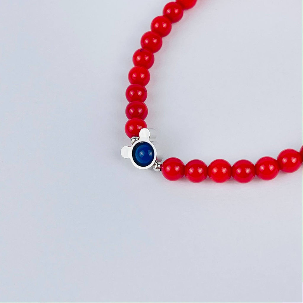 Браслет детский из Коралла и Лазурита со вставкой