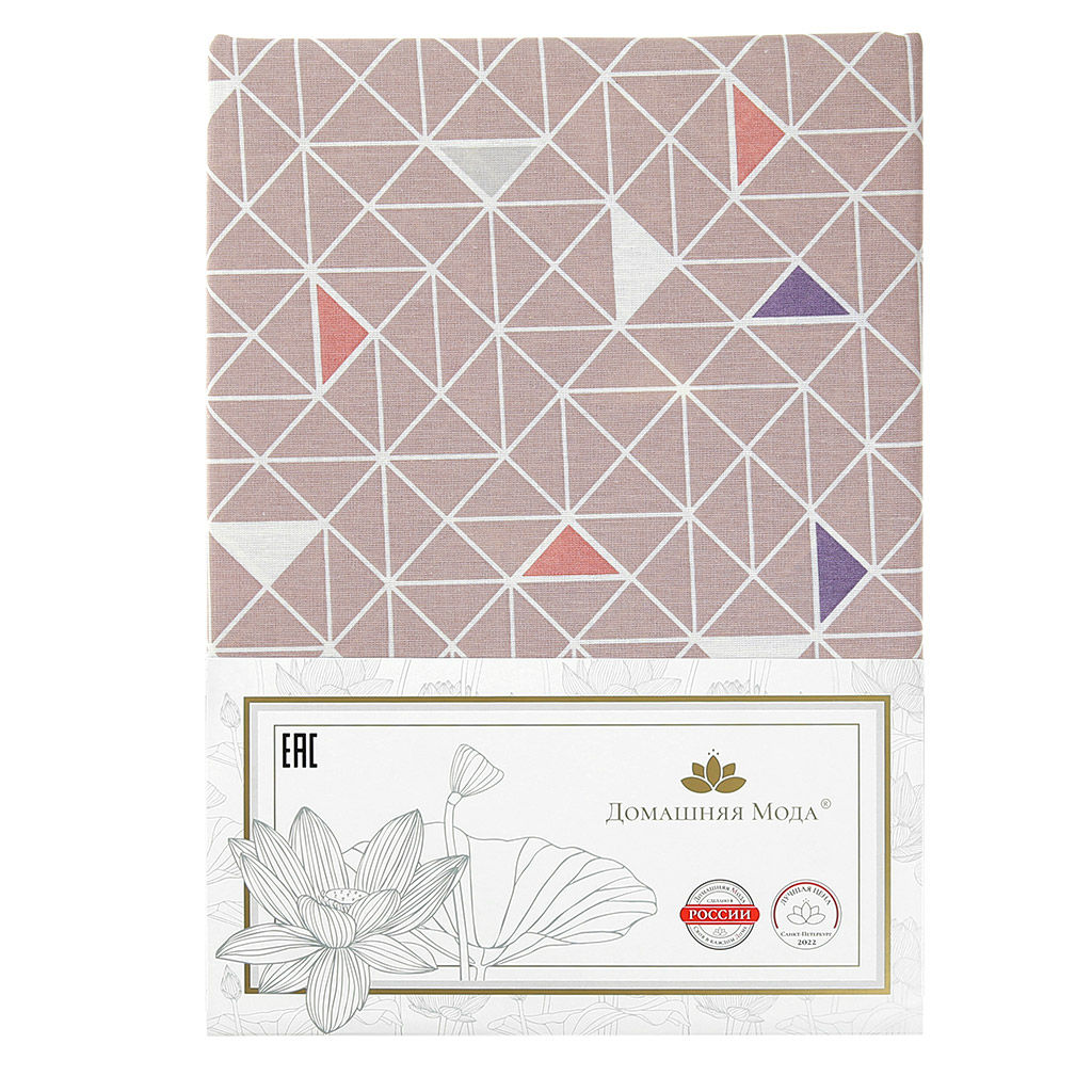 Простыня на резинке 2-х спальная Треугольники, мокко 140х200см, свесы 27см, бязь Комфорт 121г/м2, хлопок 100%, упаковка классическая ПВХ 28х41см, Домашняя мода (Россия) фото 4