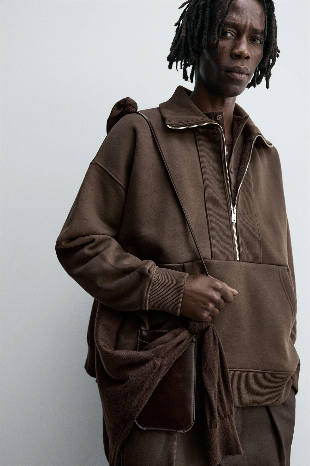 QUARTER-ZIP RIBBED SWEATSHIRT - Zara фото 5