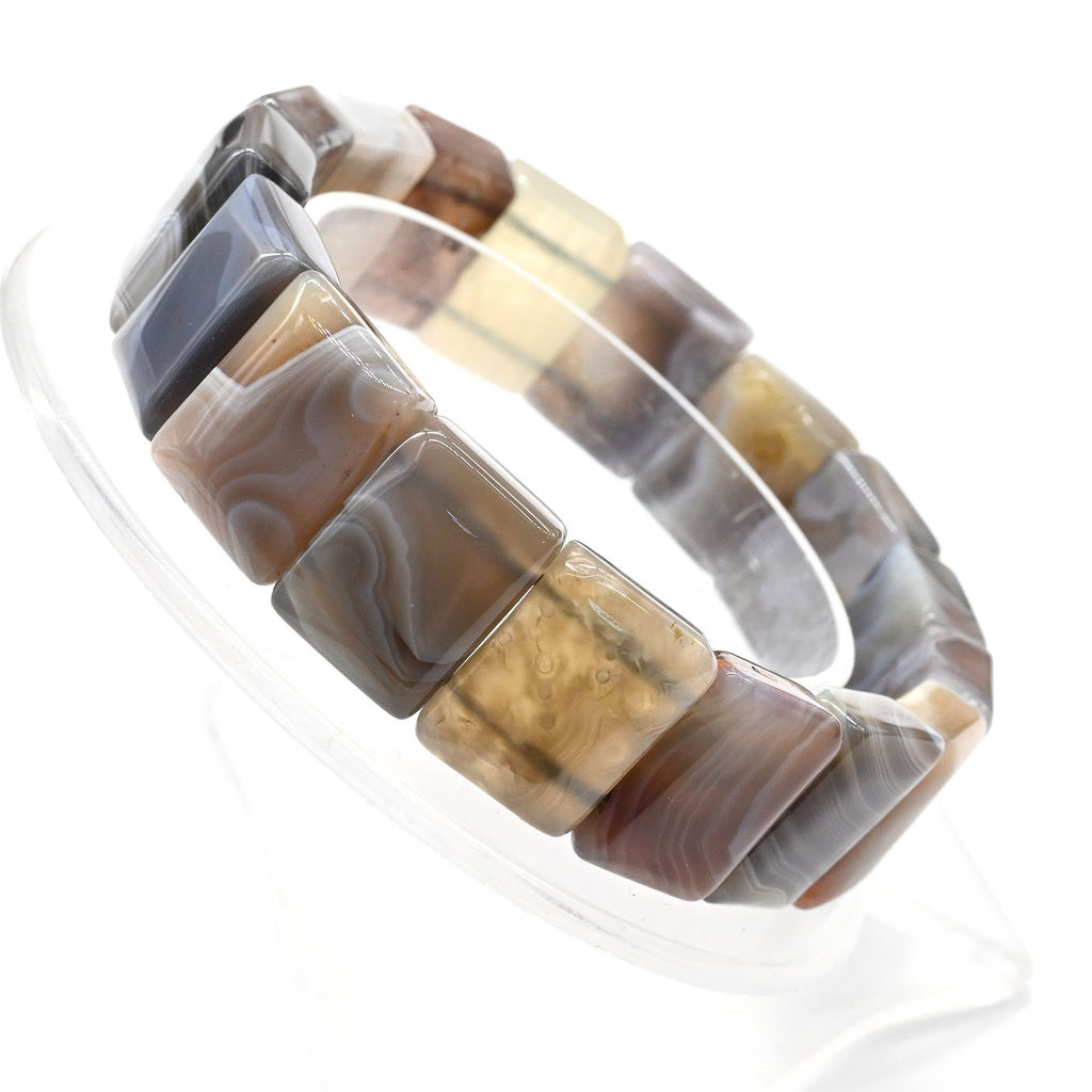 Браслет из Агата Ботсванского прямоугольник 16*12мм, 47г Радуга камня