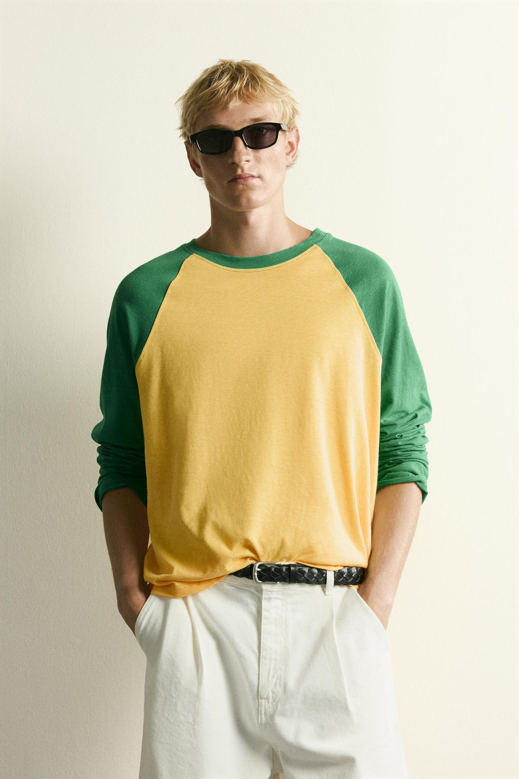 CAMISETA COLOR BLOCK ALGOD?N - LINO / Verde - Zara фото 2