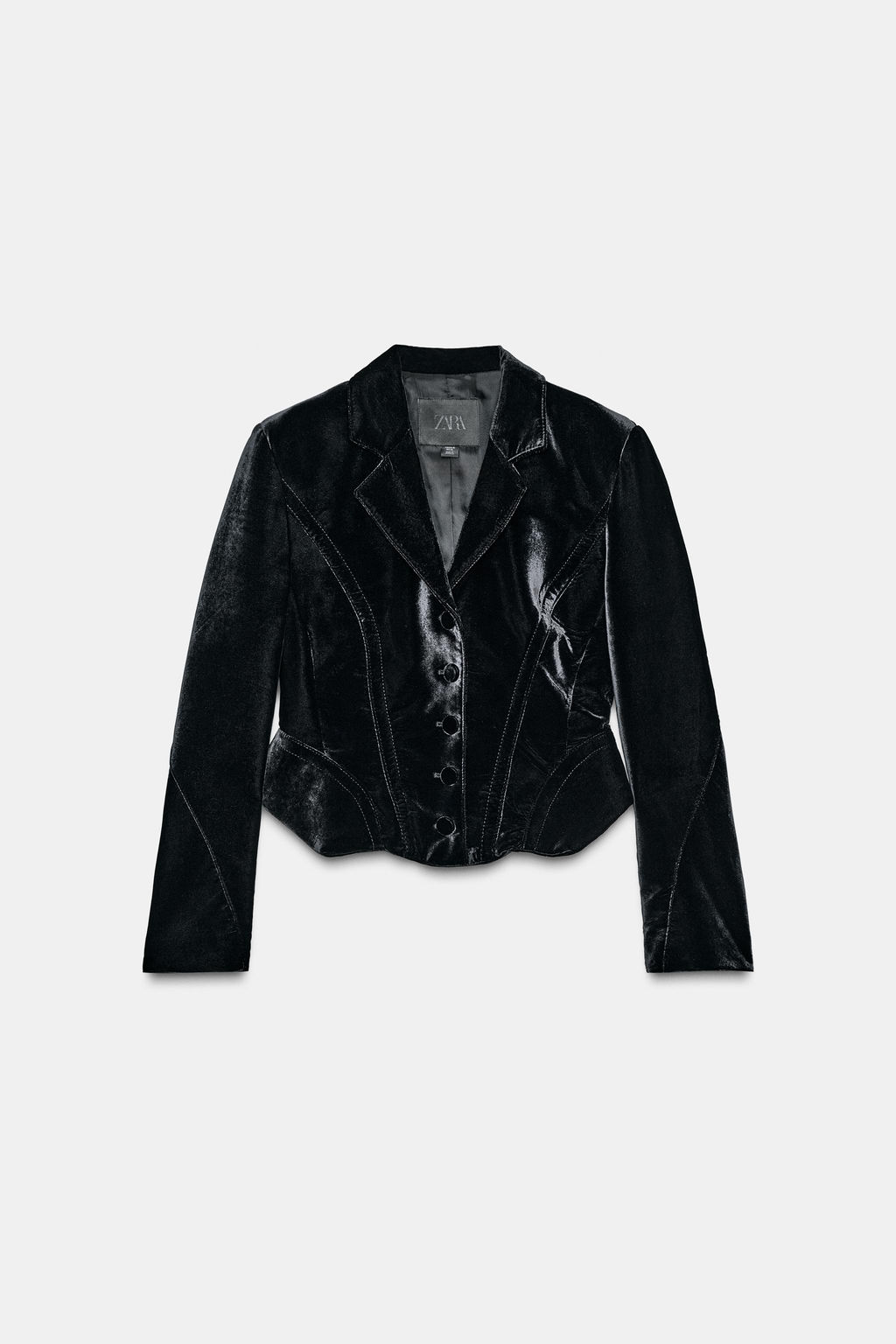 ZW COLLECTION LIMITED EDITION CROPPED VELVET BLAZER - Zara фото 2