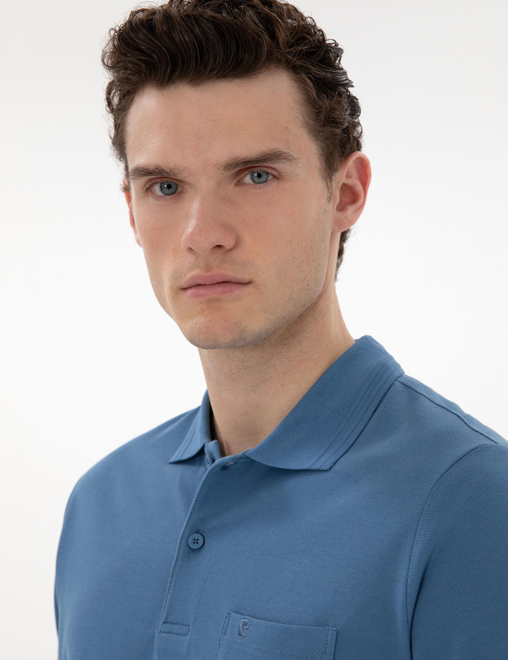 Koyu Mavi Regular Fit %100 Pamuk Polo Yaka Basic Ti__rt