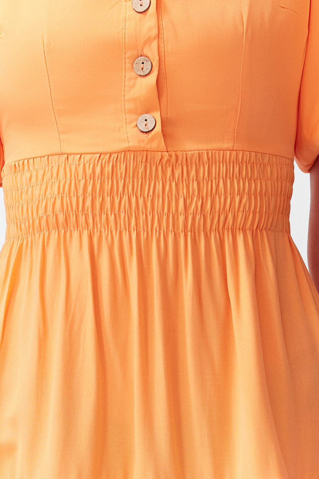 Turuncu Belden Ac?lan Gipe ve S?rt Detayl? Kare Yaka Maxi Dokuma Elbise TWOSS24EL00431