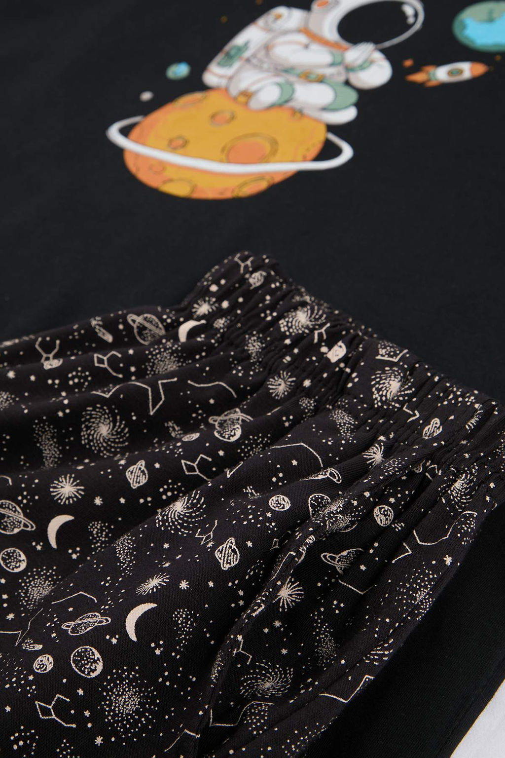 Siyah Regular Kesim Galaksi Desen Pamuklu Pijama Tak?m? TMNSS26PT00026