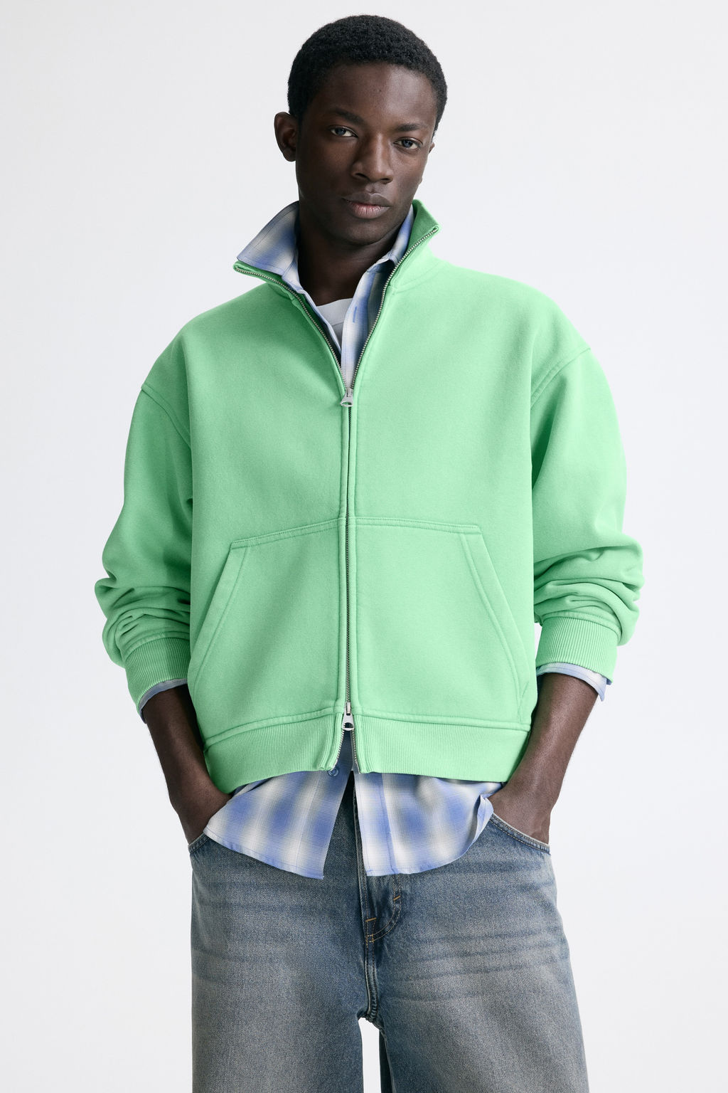 Chaqueta sudadera boxy con cremallera Loose Fit - H&m фото 4