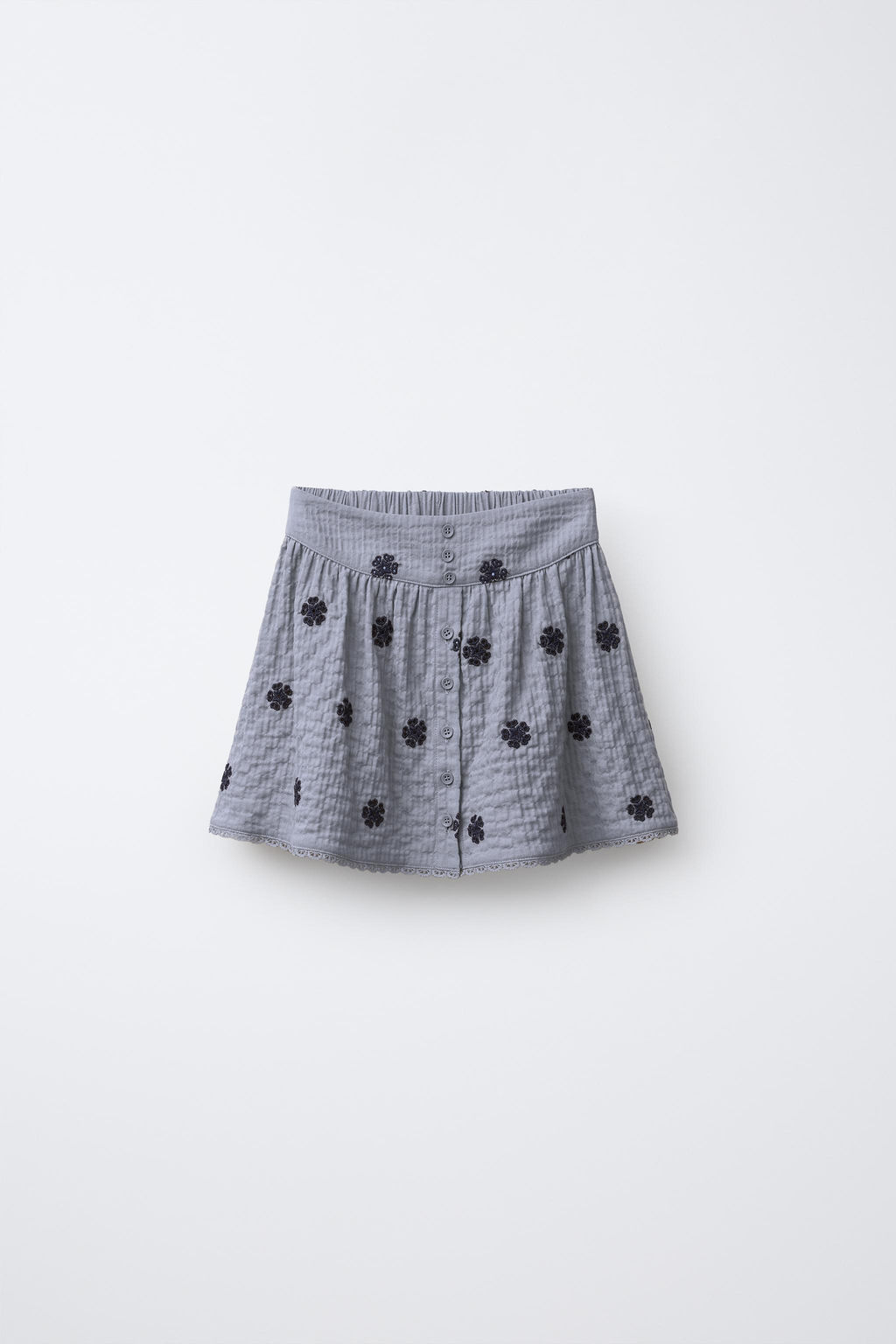 EMBROIDERED TEXTURED SKIRT