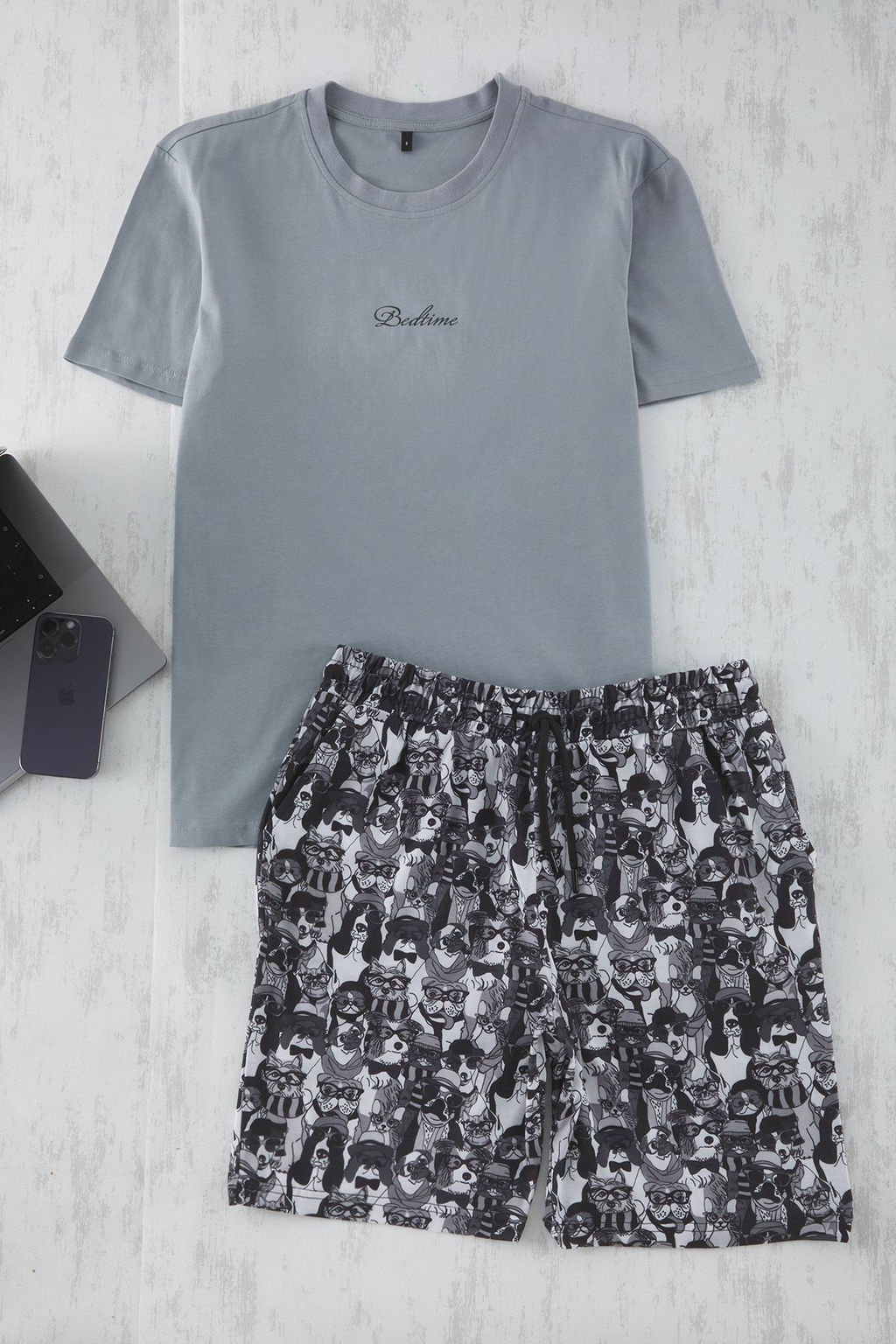 TRENDYOL MAN Cok Renkli Regular Fit Bask?l? Sortlu Orme Pijama Tak?m? TMNSS25PT00020 - Trendyolmilla фото 4