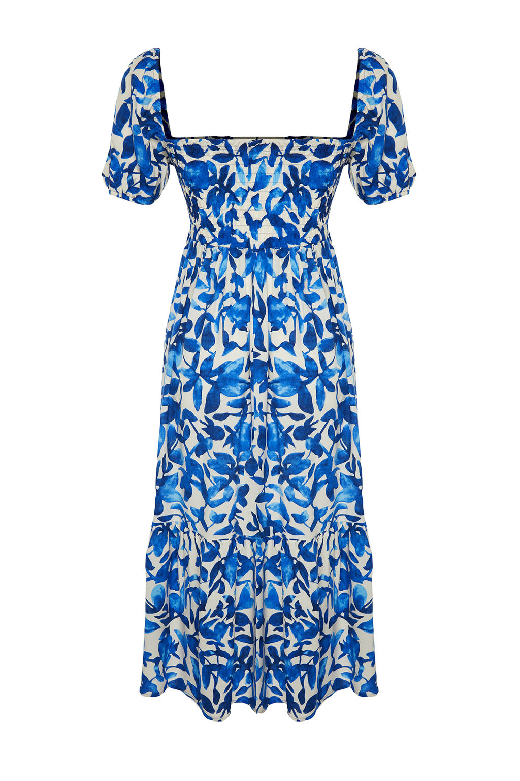 Mavi Cicekli Skater Gipe Yaka Detayl? Shally Midi Dokuma Elbise TWOSS24EL00952 - Trendyolmilla фото 8