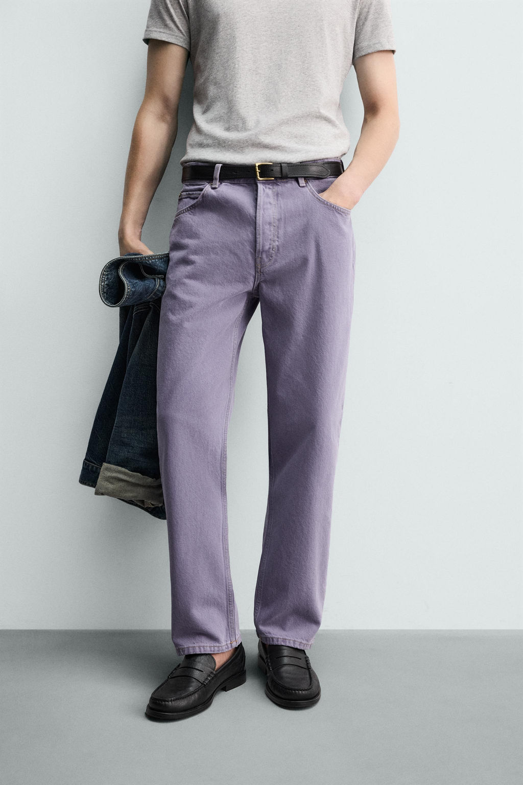 JEANS STRAIGHT FIT COLOR LAVADO / Morado - Zara фото 5